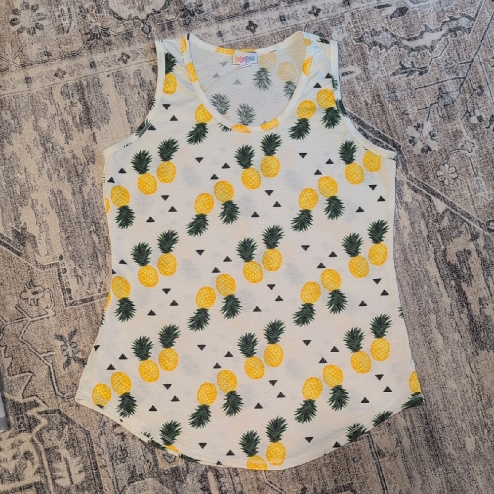LuLaRoe Yellow Pineapple Print Tank Top